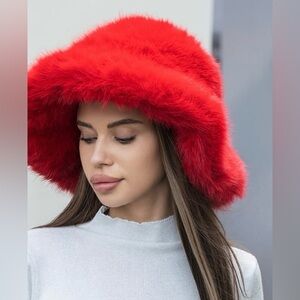Luxurious Red Faux Fur Hat